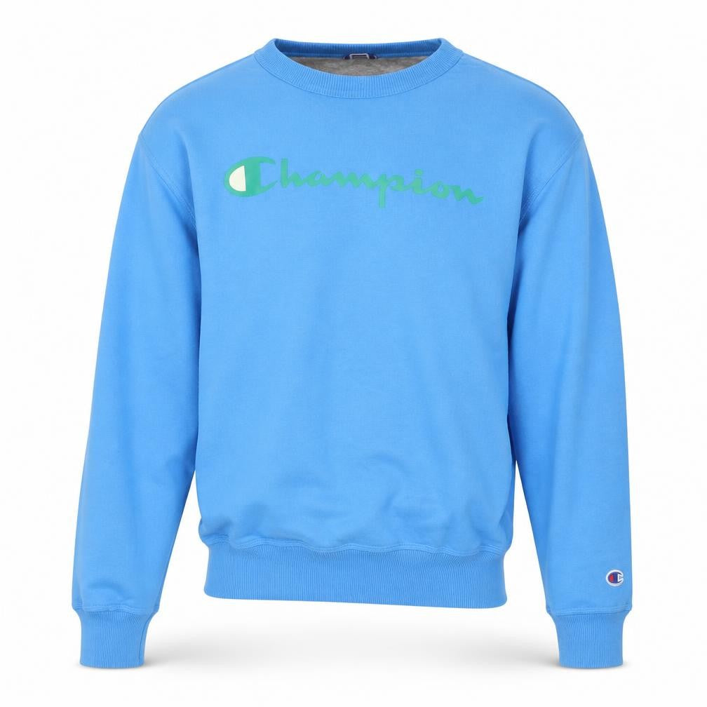 Champion Men’s Blue S Logo Graphic Crew Neck Pocket Sweatshirt