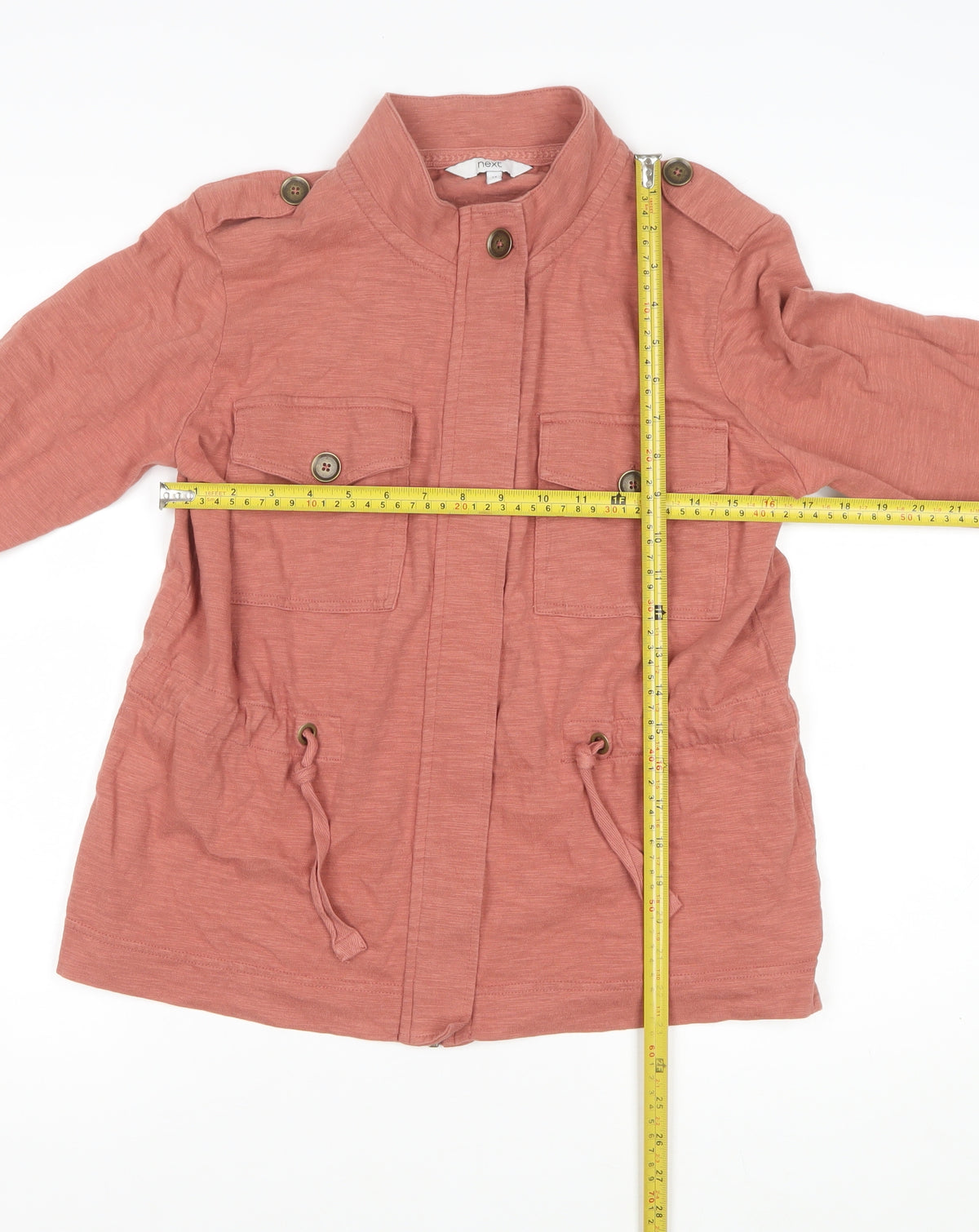 Next Women's Pink UK 12 Military Jacket Cotton Drawstring Pockets