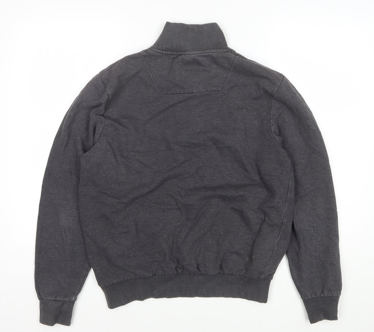 Threadbare Men’s Grey S 1/4 Zip High Neck Sweatshirt Pockets