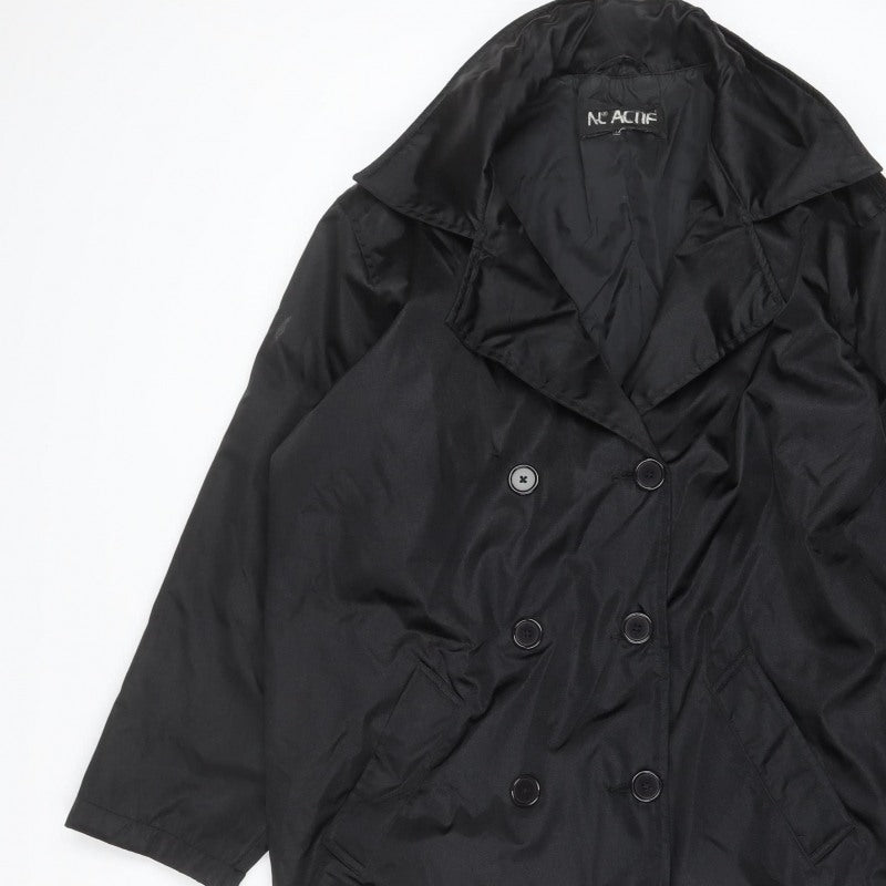 N° ACIF Women’s Black M Double-Breasted Nylon Mid-Length Coat