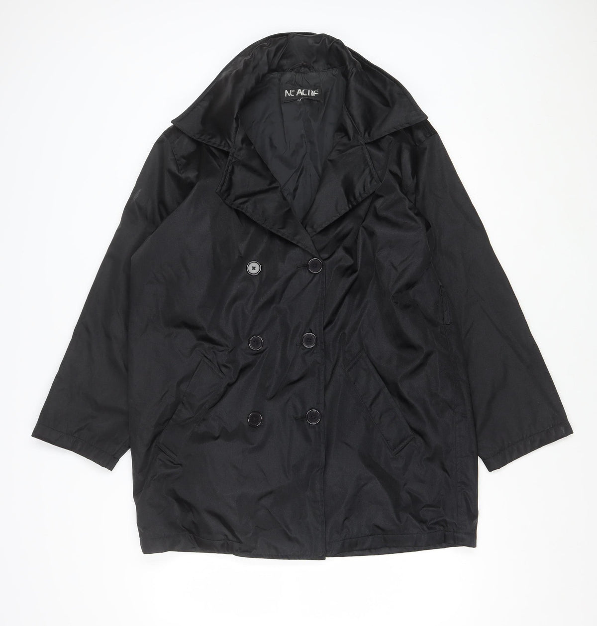 N° ACIF Women’s Black M Double-Breasted Nylon Mid-Length Coat