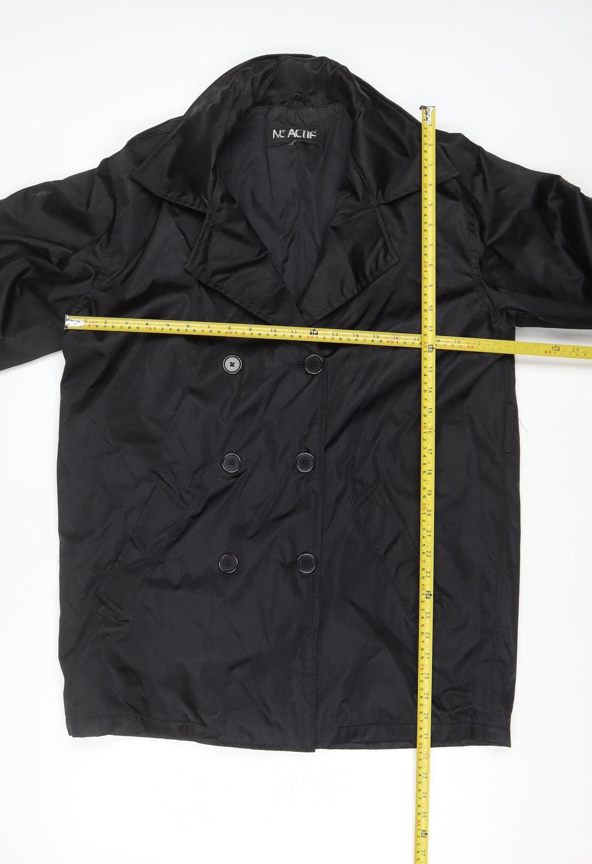 N° ACIF Women’s Black M Double-Breasted Nylon Mid-Length Coat
