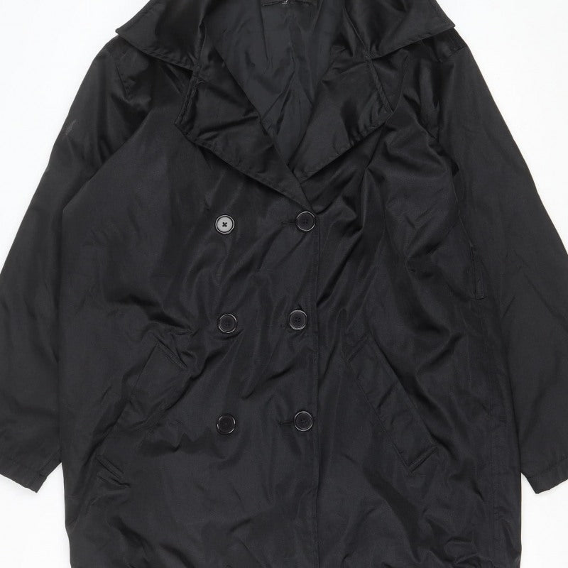 N° ACIF Women’s Black M Double-Breasted Nylon Mid-Length Coat