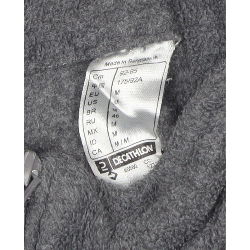 Quechua Men’s Grey M Full Zip Fleece Hiking Basic Jacket