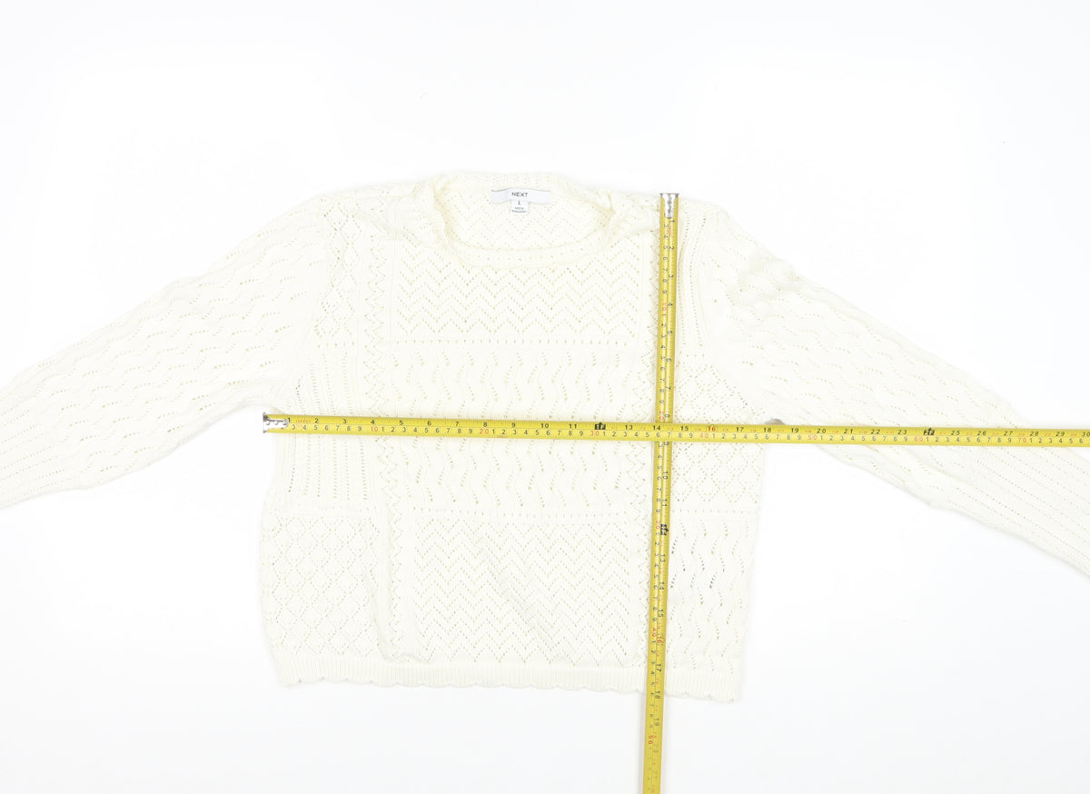 Next Women Ivory L Open Knit Pointelle Long Sleeve Pullover Jumper