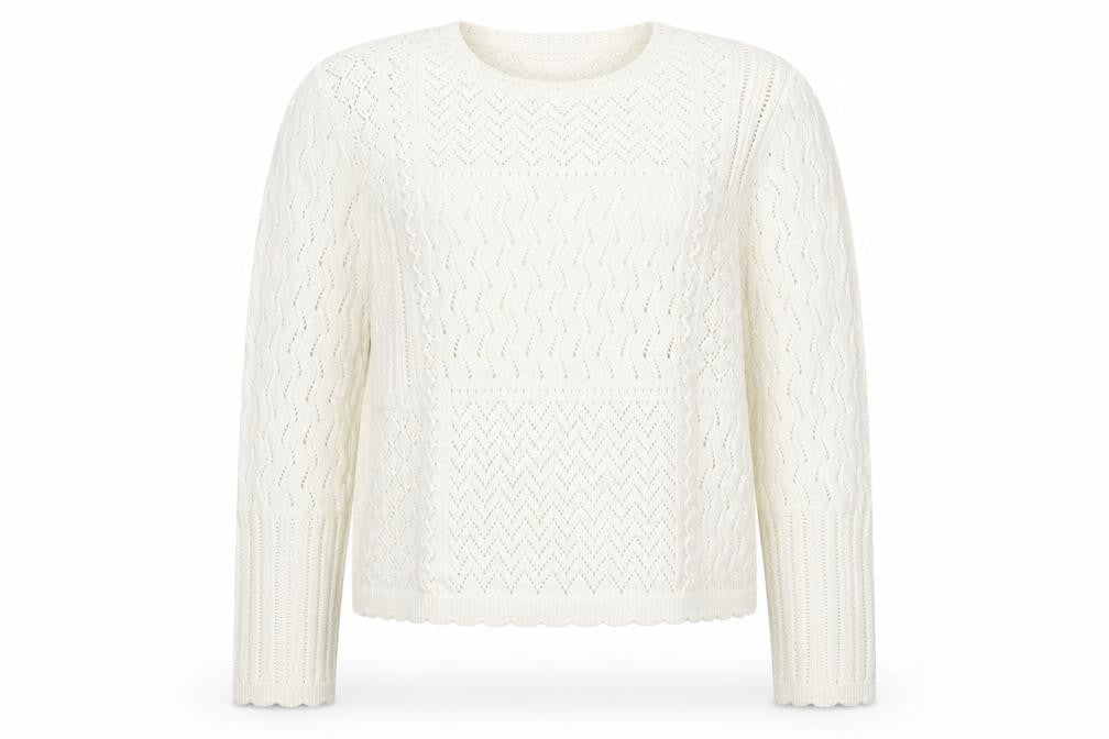 Next Women Ivory L Open Knit Pointelle Long Sleeve Pullover Jumper