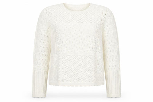 Next Women Ivory L Open Knit Pointelle Long Sleeve Pullover Jumper