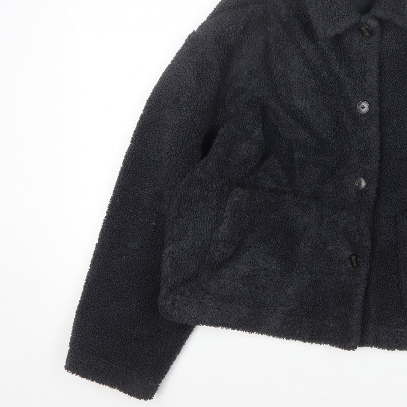 Uniqlo Women’s Black L Teddy Fleece Button Front Jacket