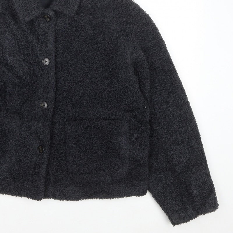 Uniqlo Women’s Black L Teddy Fleece Button Front Jacket