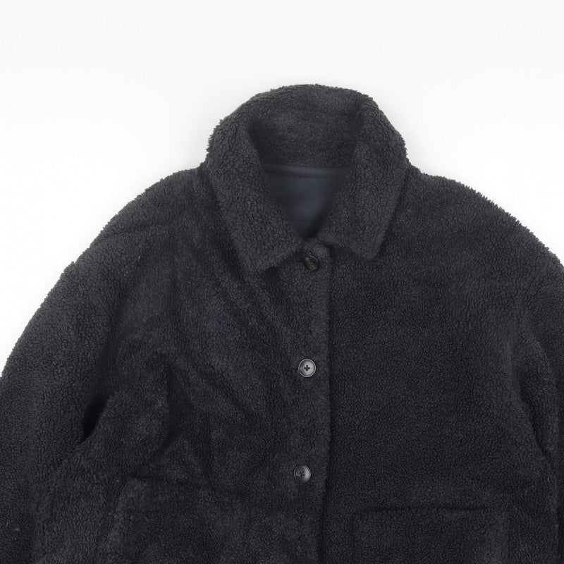 Uniqlo Women’s Black L Teddy Fleece Button Front Jacket