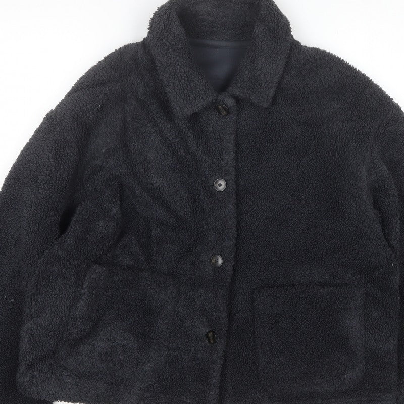 Uniqlo Women’s Black L Teddy Fleece Button Front Jacket