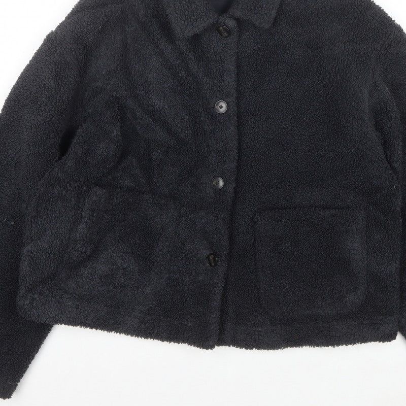 Uniqlo Women’s Black L Teddy Fleece Button Front Jacket