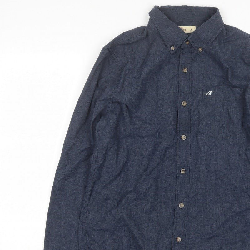 Hollister Men’s Blue L Chambray Button-Down Long Sleeve Shirt