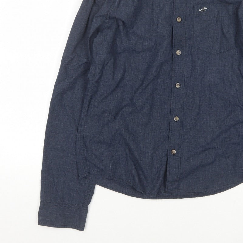 Hollister Men’s Blue L Chambray Button-Down Long Sleeve Shirt