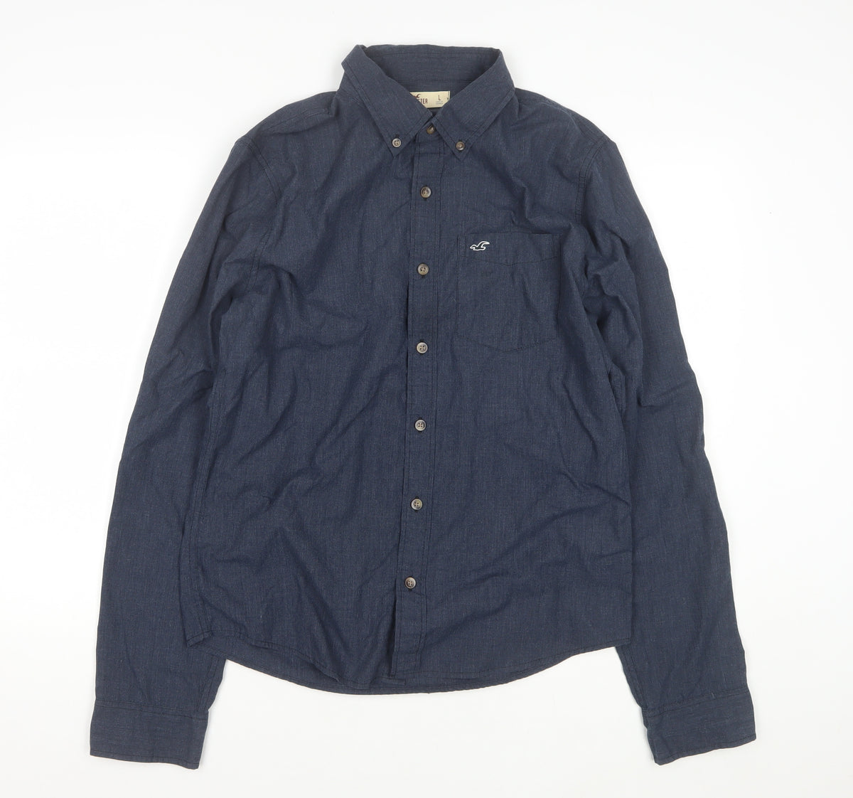 Hollister Men’s Blue L Chambray Button-Down Long Sleeve Shirt