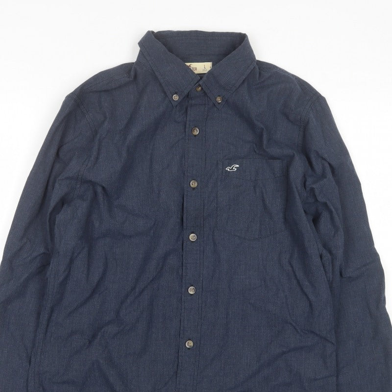 Hollister Men’s Blue L Chambray Button-Down Long Sleeve Shirt