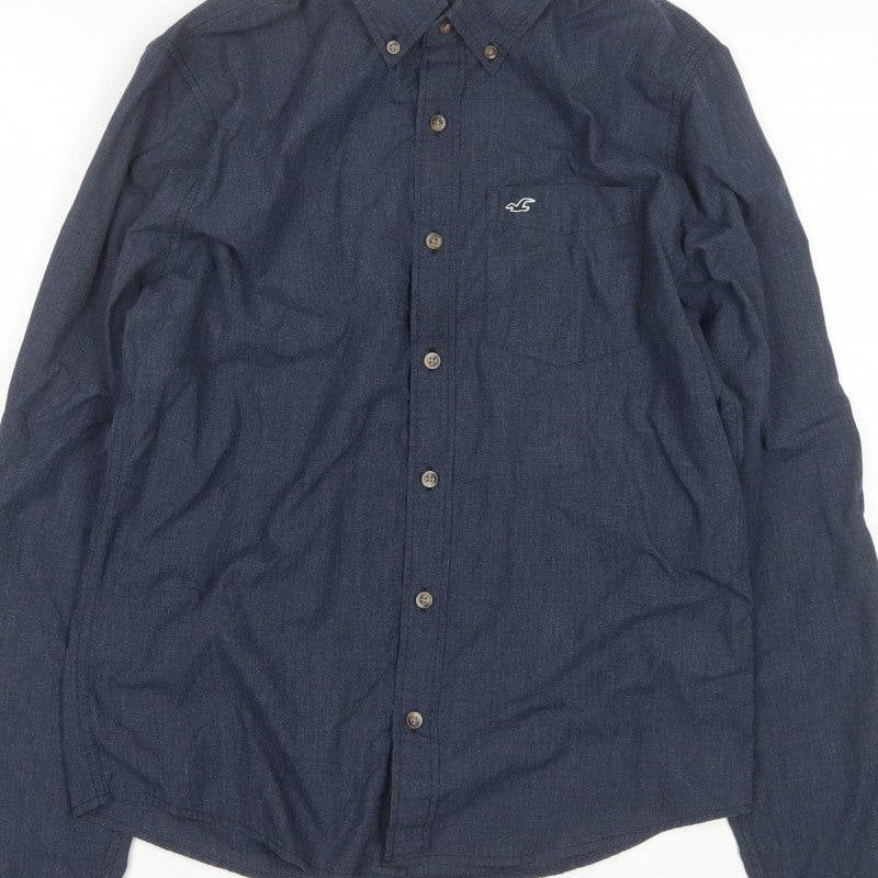 Hollister Men’s Blue L Chambray Button-Down Long Sleeve Shirt