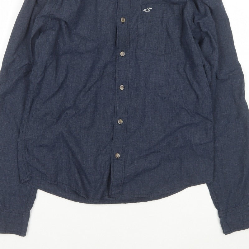 Hollister Men’s Blue L Chambray Button-Down Long Sleeve Shirt