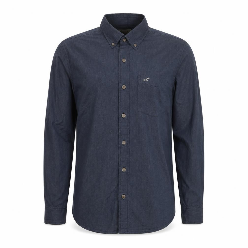 Hollister Men’s Blue L Chambray Button-Down Long Sleeve Shirt