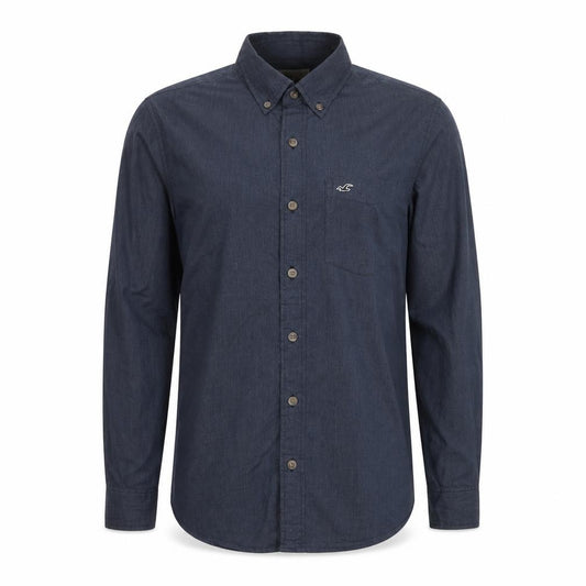 Hollister Men’s Blue L Chambray Button-Down Long Sleeve Shirt
