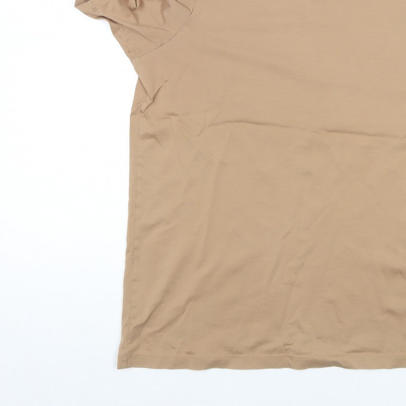 Autograph Men Beige L Supima Cotton Basic Crew Neck T-Shirt