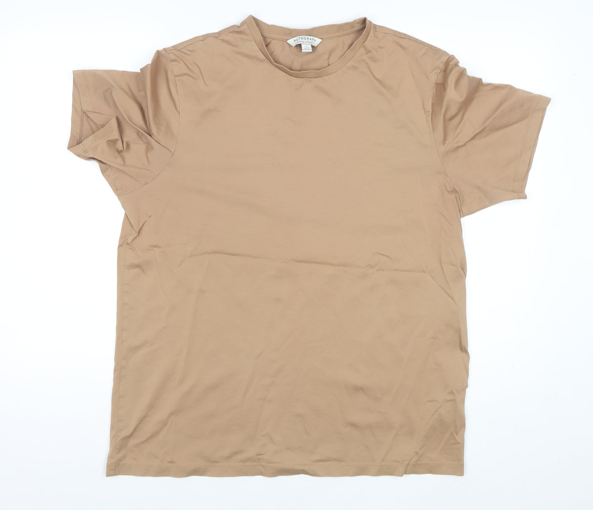 Autograph Men Beige L Supima Cotton Basic Crew Neck T-Shirt