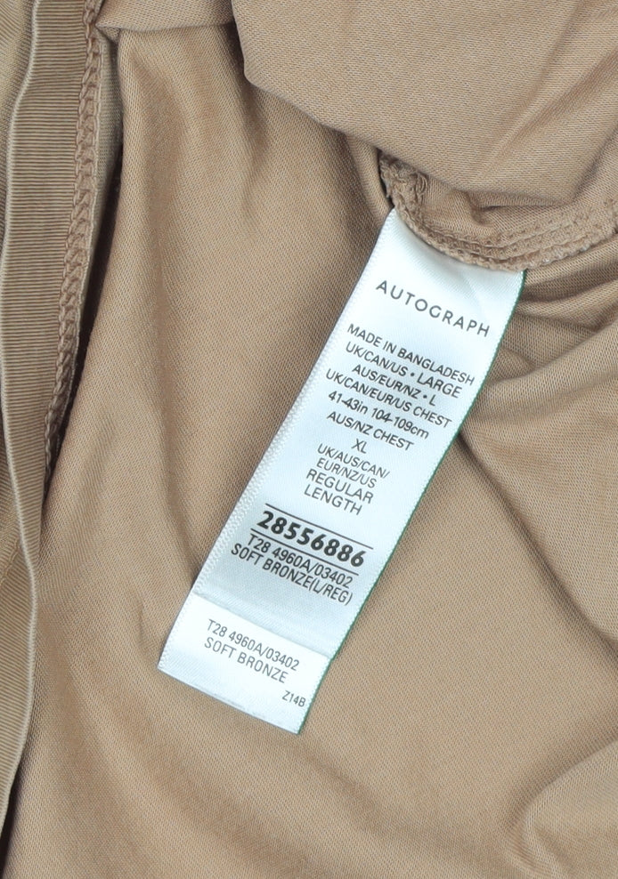 Autograph Men Beige L Supima Cotton Basic Crew Neck T-Shirt
