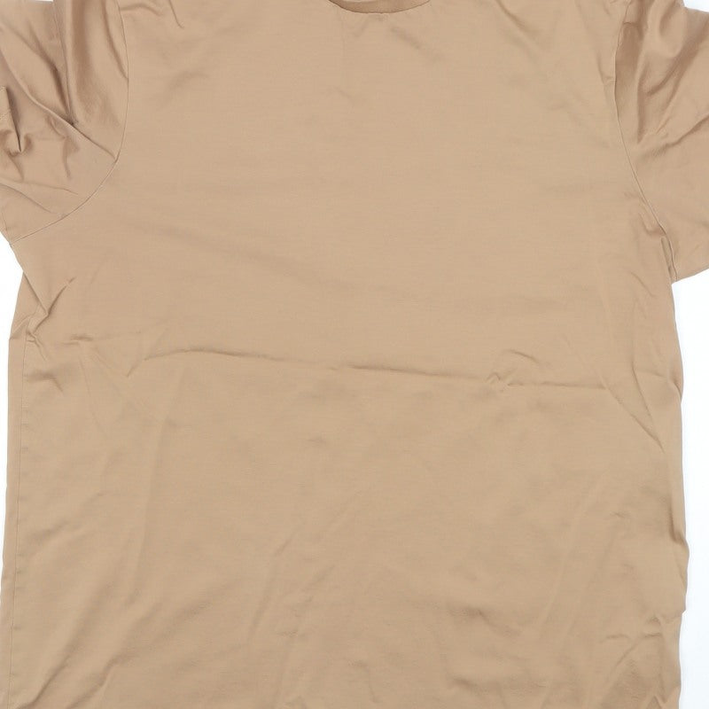 Autograph Men Beige L Supima Cotton Basic Crew Neck T-Shirt