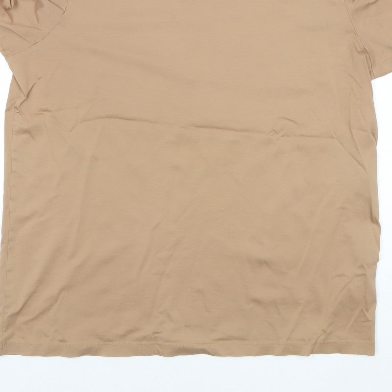Autograph Men Beige L Supima Cotton Basic Crew Neck T-Shirt