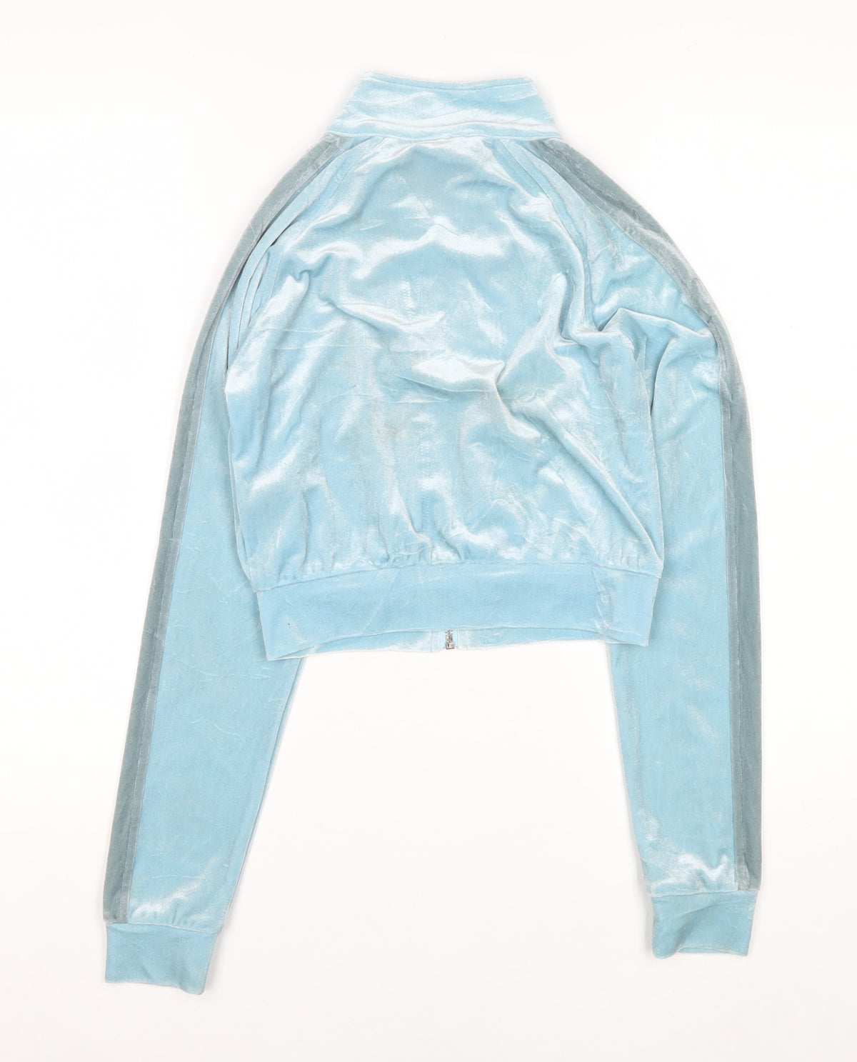 NVLTY Women Blue Size 6 Velour Track Jacket Full Zip Cropped