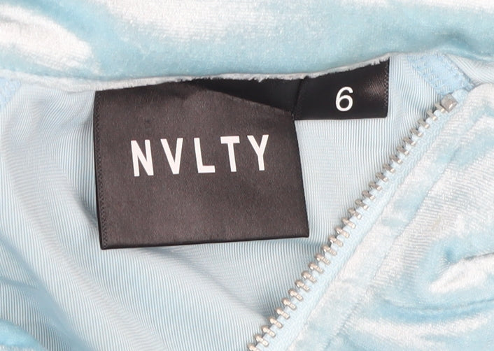 NVLTY Women Blue Size 6 Velour Track Jacket Full Zip Cropped