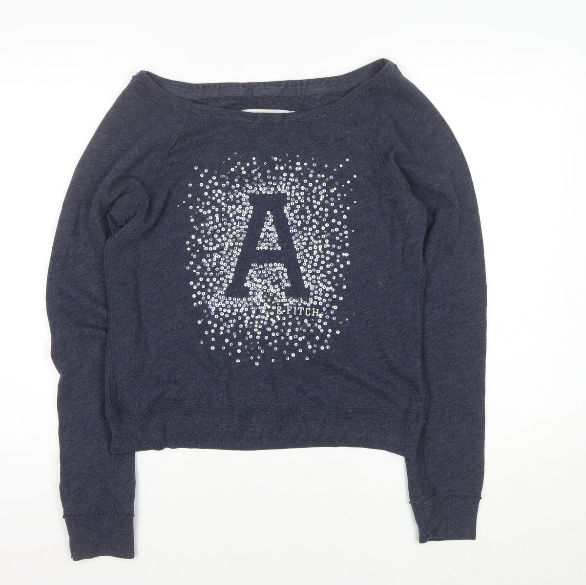 Abercrombie & Fitch Women’s Blue M Sequin Logo Pullover Sweatshirt