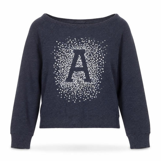 Abercrombie & Fitch Women’s Blue M Sequin Logo Pullover Sweatshirt
