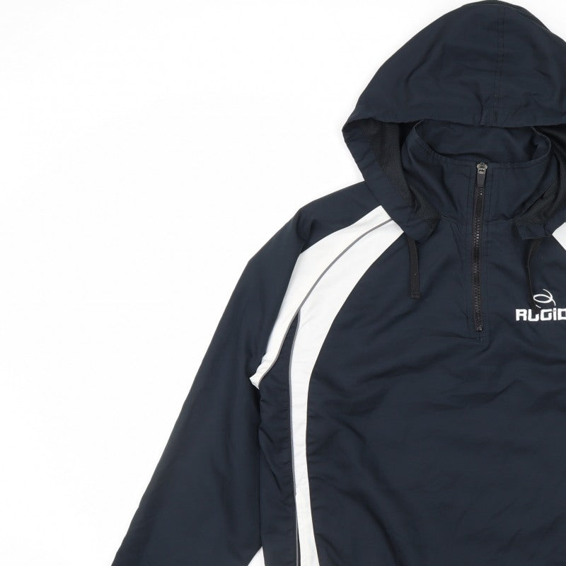 RUGID Boys Navy White XL Hooded 1/4 Zip Windbreaker Jacket