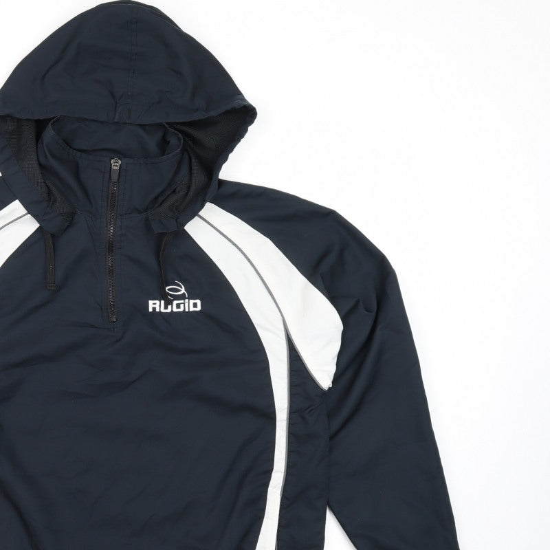 RUGID Boys Navy White XL Hooded 1/4 Zip Windbreaker Jacket