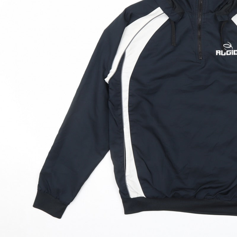 RUGID Boys Navy White XL Hooded 1/4 Zip Windbreaker Jacket