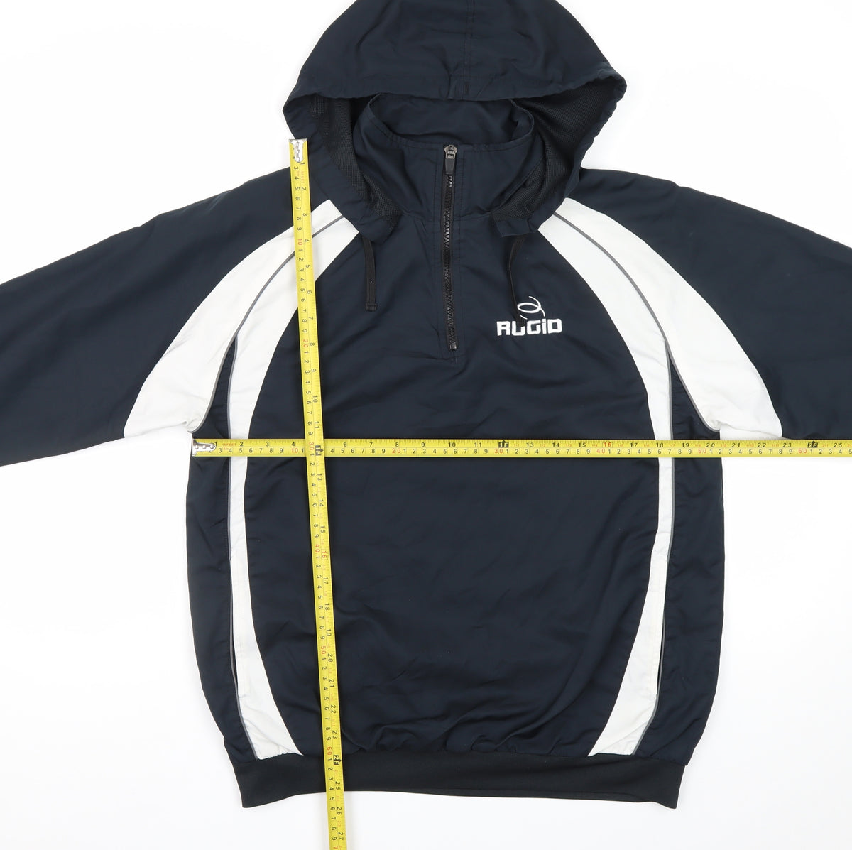 RUGID Boys Navy White XL Hooded 1/4 Zip Windbreaker Jacket
