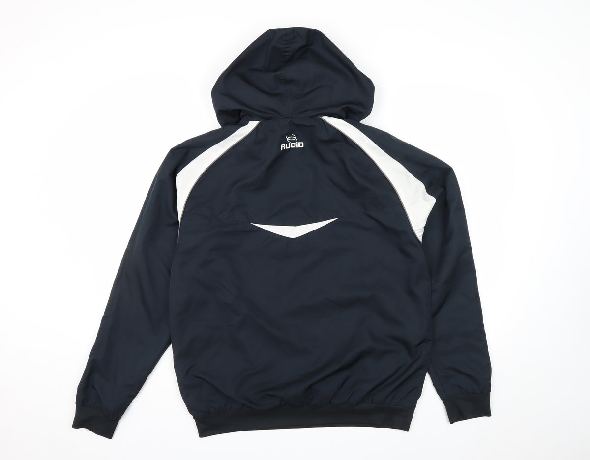 RUGID Boys Navy White XL Hooded 1/4 Zip Windbreaker Jacket