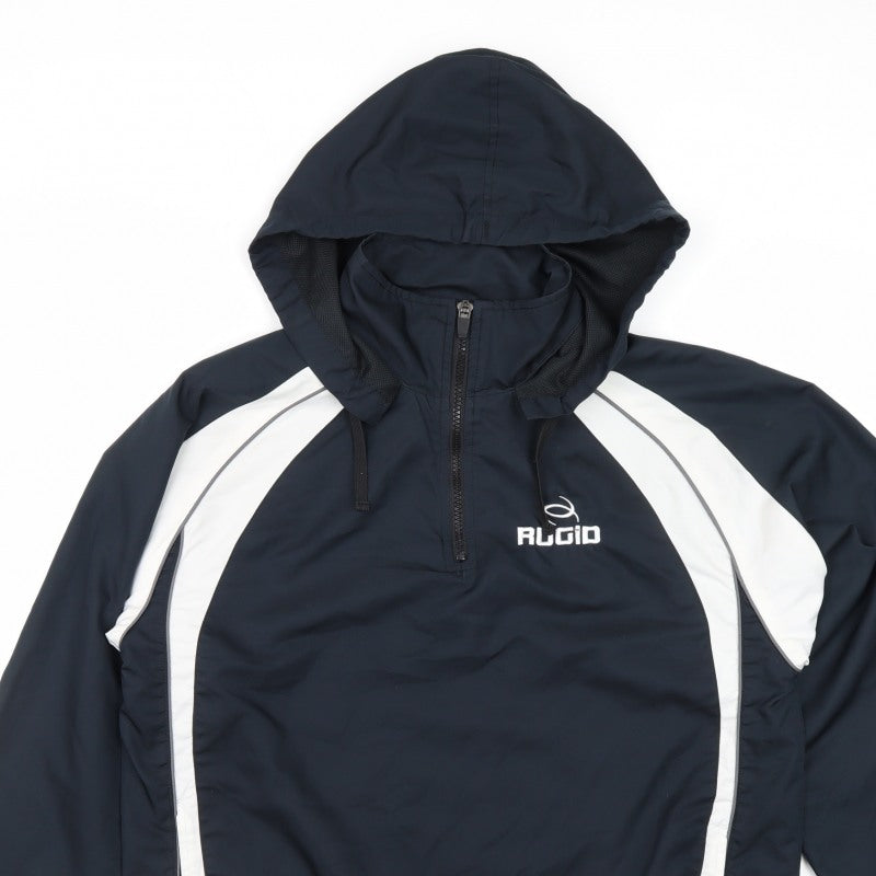 RUGID Boys Navy White XL Hooded 1/4 Zip Windbreaker Jacket