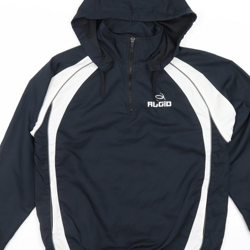 RUGID Boys Navy White XL Hooded 1/4 Zip Windbreaker Jacket
