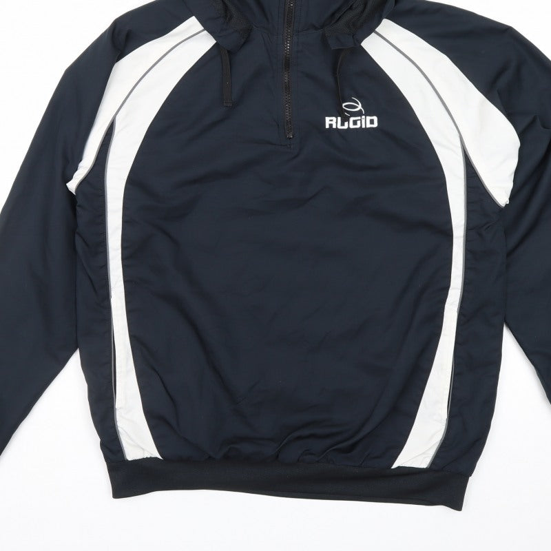 RUGID Boys Navy White XL Hooded 1/4 Zip Windbreaker Jacket