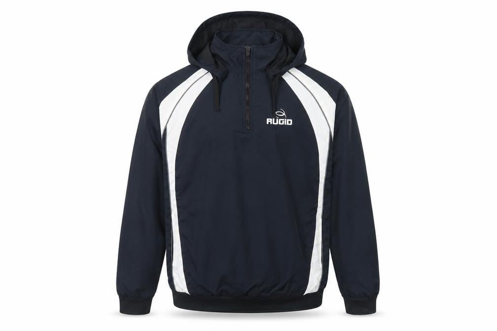 RUGID Boys Navy White XL Hooded 1/4 Zip Windbreaker Jacket