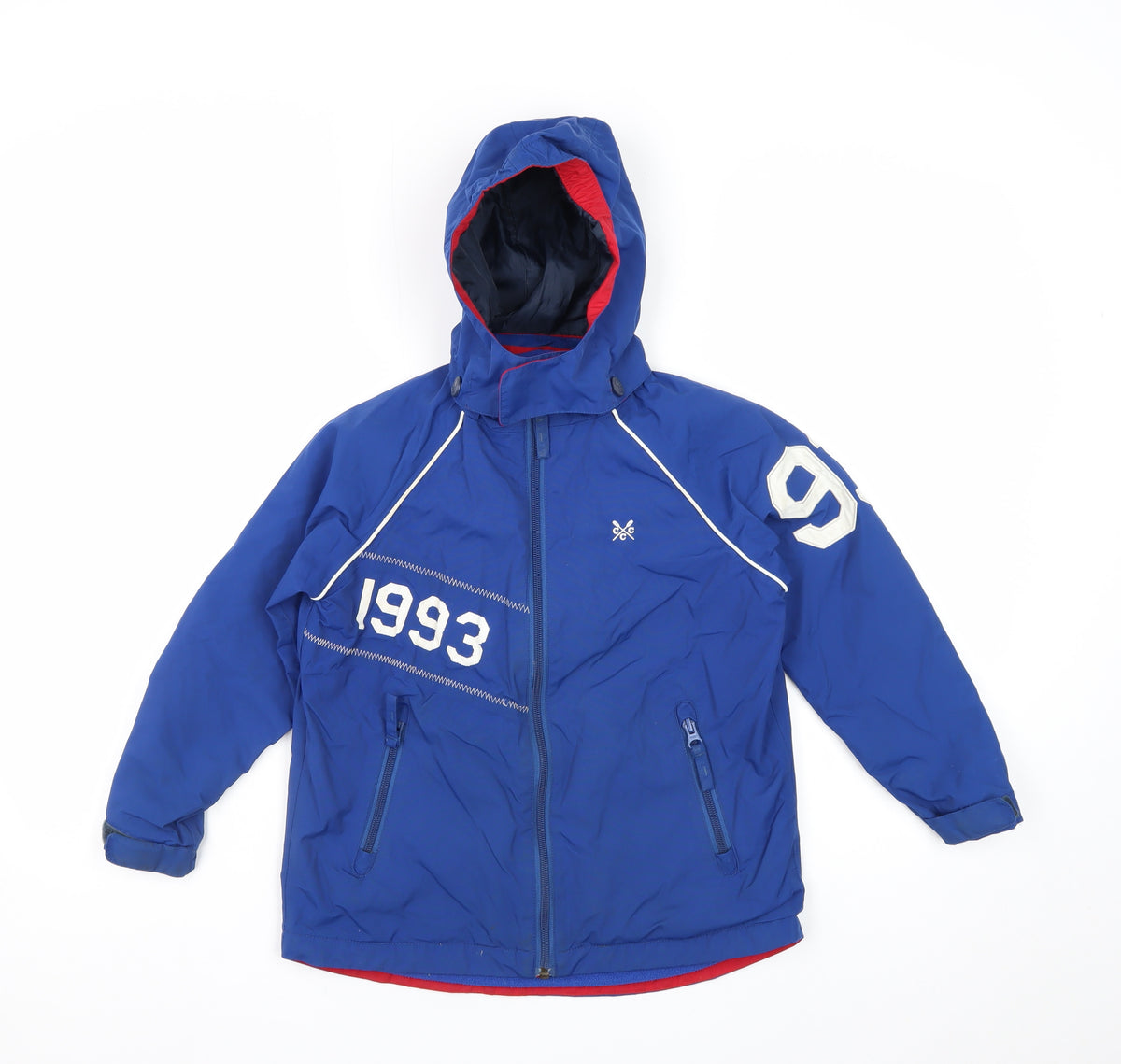 Crew Clothing Co Boys Blue Age 7 Hooded Basic Jacket Full Zip Fleece Lined