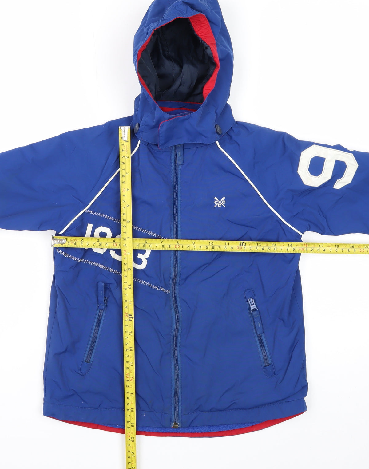 Crew Clothing Co Boys Blue Age 7 Hooded Basic Jacket Full Zip Fleece Lined