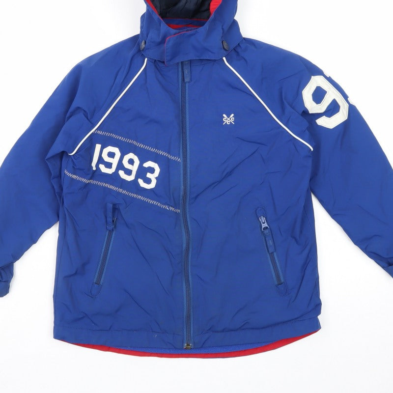 Crew Clothing Co Boys Blue Age 7 Hooded Basic Jacket Full Zip Fleece Lined