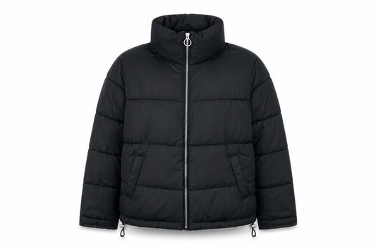 Hollister Women Black L Puffer Jacket Quilted Insulated Short Coat