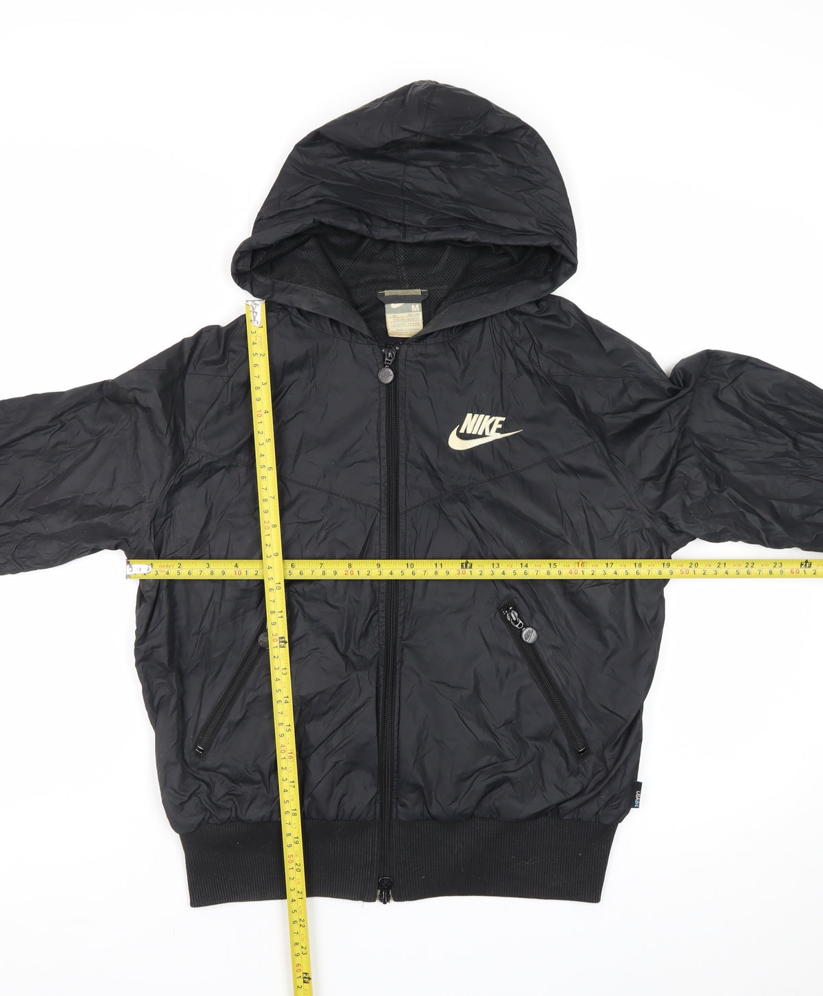 Nike Boys Black 11-12 Years Hooded Bomber Jacket Full Zip Logo