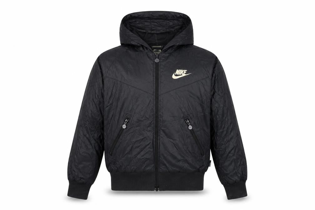 Nike Boys Black 11-12 Years Hooded Bomber Jacket Full Zip Logo