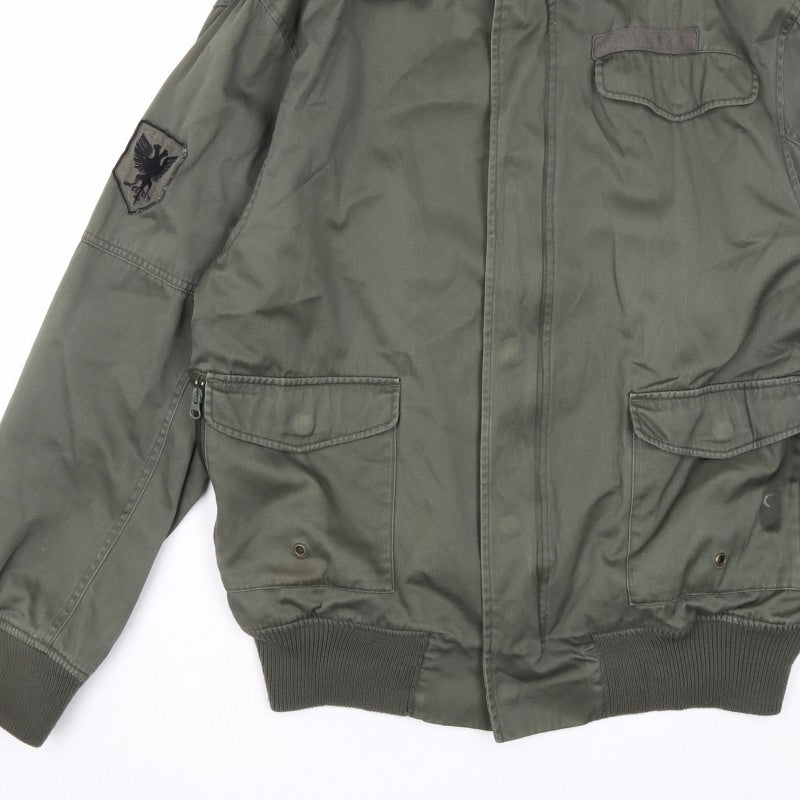 Lee Cooper Men's Green L Military Bomber Jacket Full Zip