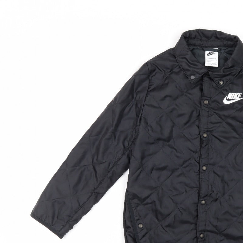 Nike Boys Black S Therma-FIT Quilted Padded Snap Jacket